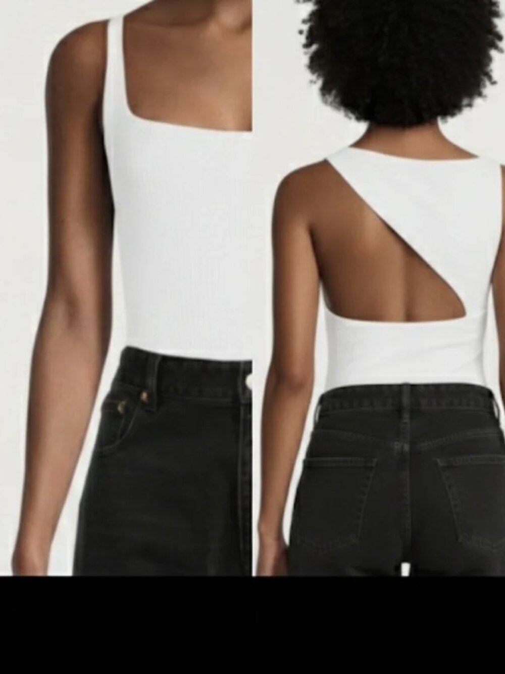 Gauge81 Cotton Ribbed Asymmetrical Back White Bodysuit Size Small
